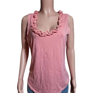 sleeveless ruffle pink tank top size L